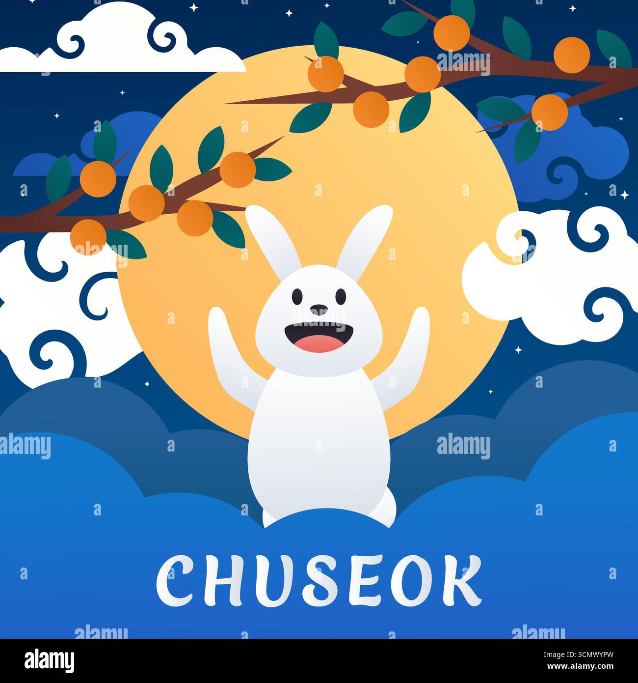 Fröhliche Chuseok-Illustration im Farbverlauf-Design Stock Vektor