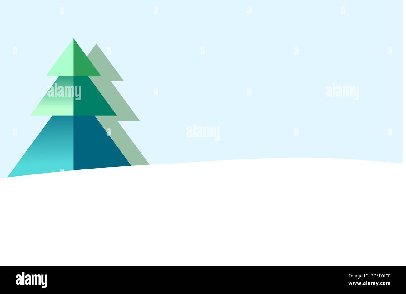 Kiefer mit blauem Himmel im Hintergrund, Weihnachtsbaum mit Schnee in Stille Nacht, Illustrationsvektorgrafik für Winter mit Weihnachten und Neujahr Stock Vektor