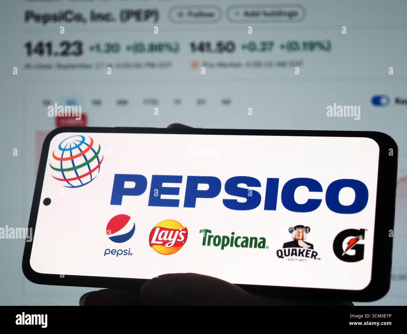 Deutschland – 18. September 2025: In dieser Fotoabbildung wird das Logo von PepsiCo, Inc. Auf einem Smartphone-Bildschirm angezeigt Stockfoto