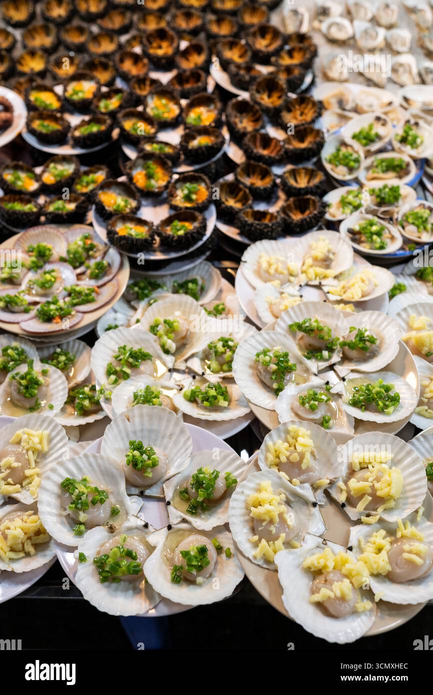 Stand am Dinh Cau Nachtmarkt, Duong Dong, Phu Quoc Island, Vietnam Stockfoto