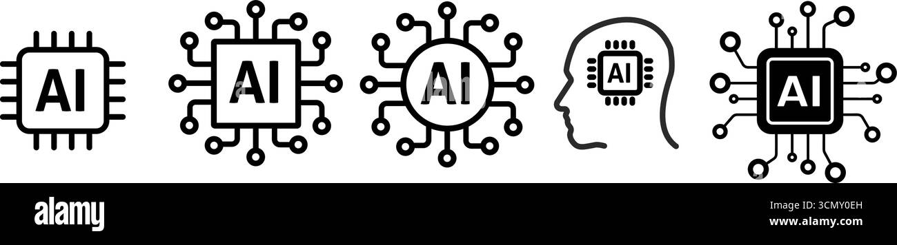WebKünstliche Intelligenz Prozessorchip Symbol KI-Systemvektorsymbol Stock Vektor