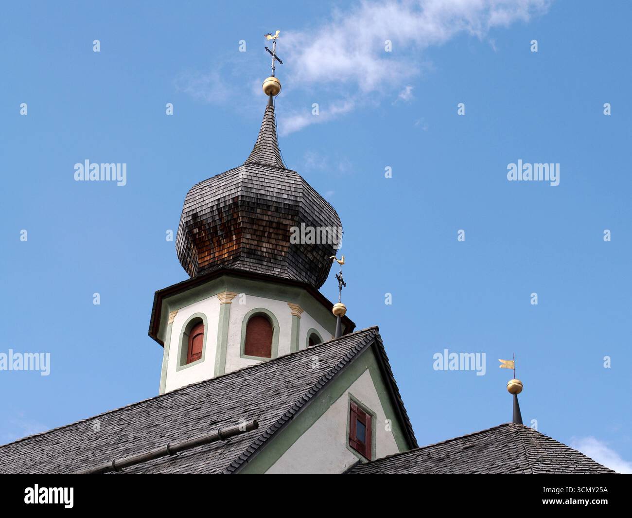 San cassiano Badia Tal Kirche Detail dolomiten italien. Stockfoto