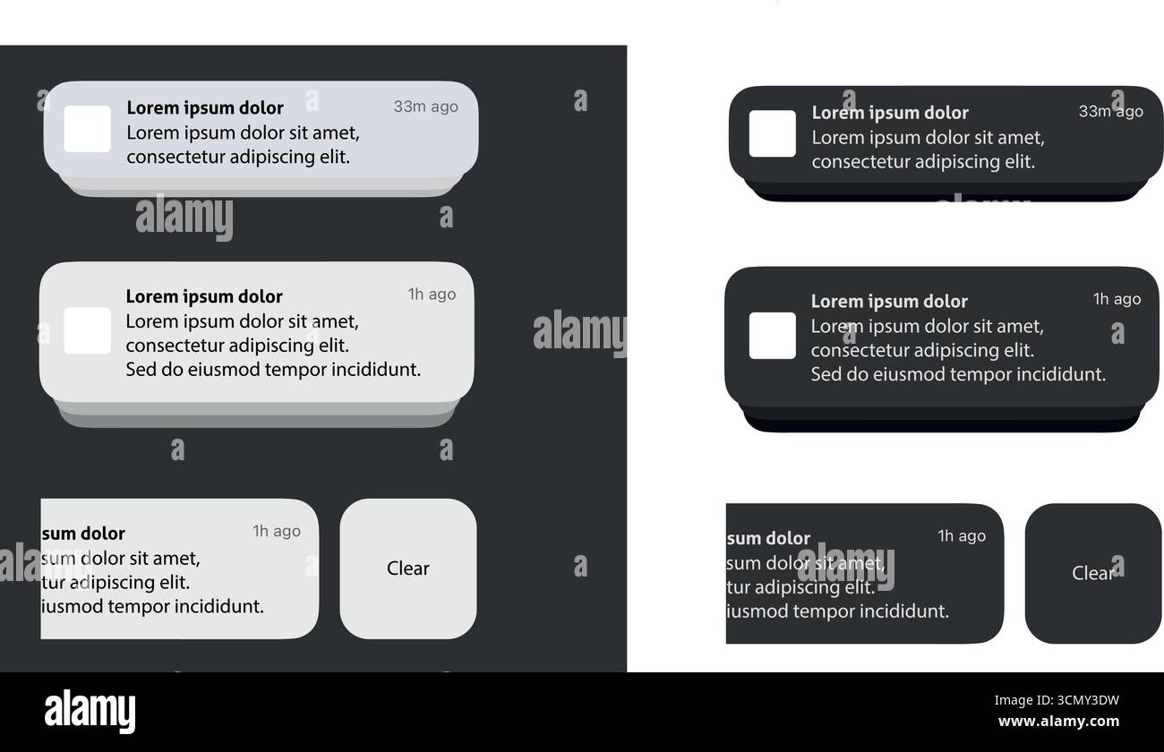 Benachrichtigungsfeed-Symbole Setzen Sie Flache Vektorsymbole Ein Stock Vektor