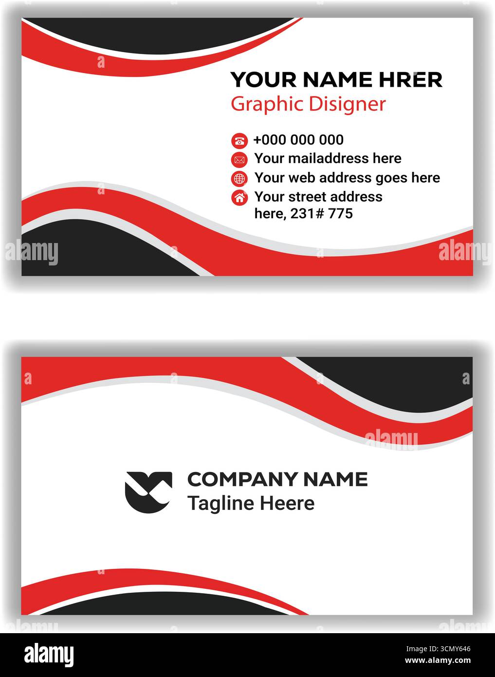 Moderne Corporate Visitenkarte Rote Vorlage Schlankes Professionelles Branding Vektor-Design Stock Vektor