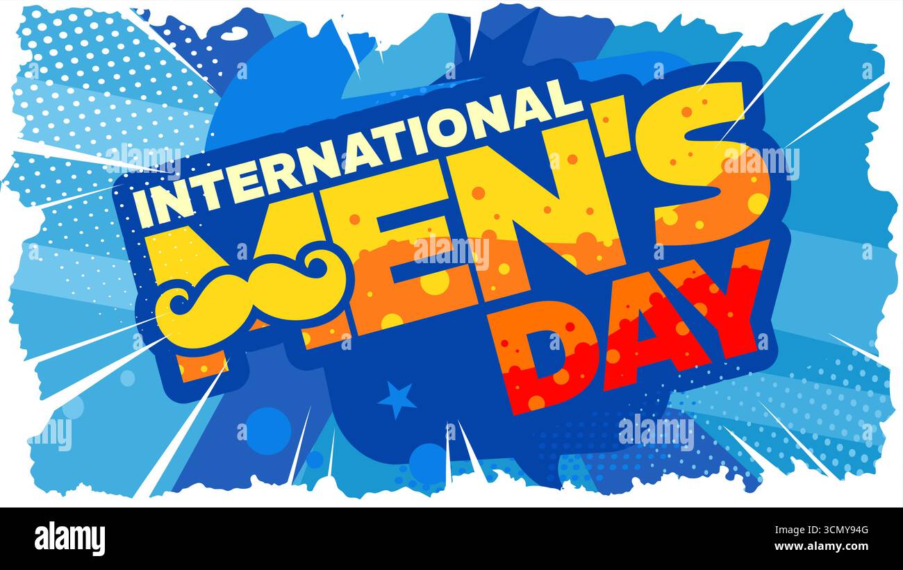 Internationaler Männertag, Festbanner mit Schnurrbart Stock Vektor