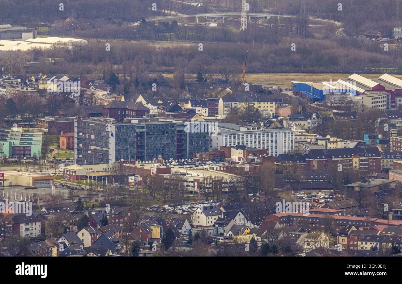 Luftansicht, Einkaufszentrum Sterkrader Tor, technisches Rathaus, Sterkrade Mitte, Oberhausen, Ruhrgebiet, Nordrhein-Westfalen, Deutschland, Behörde, Stockfoto