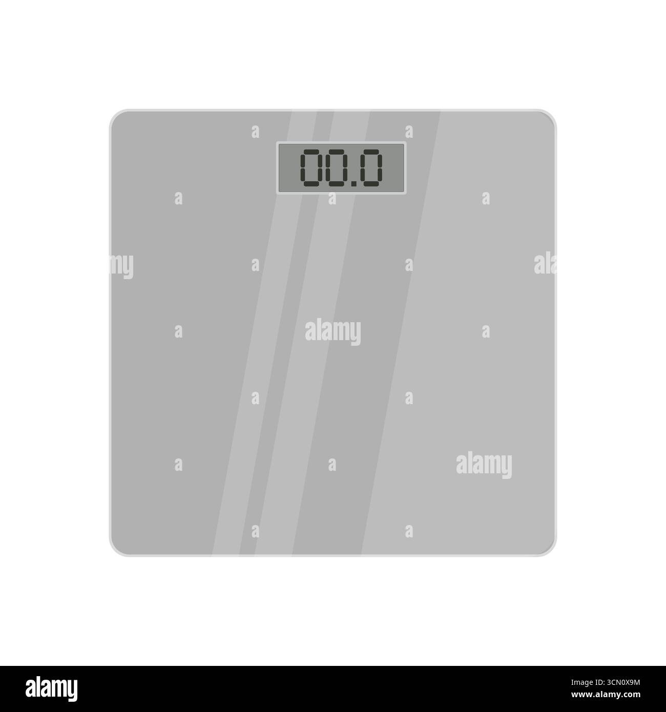 Moderne digitale Waage aus Glas zeigt null Kilogramm an Stock Vektor