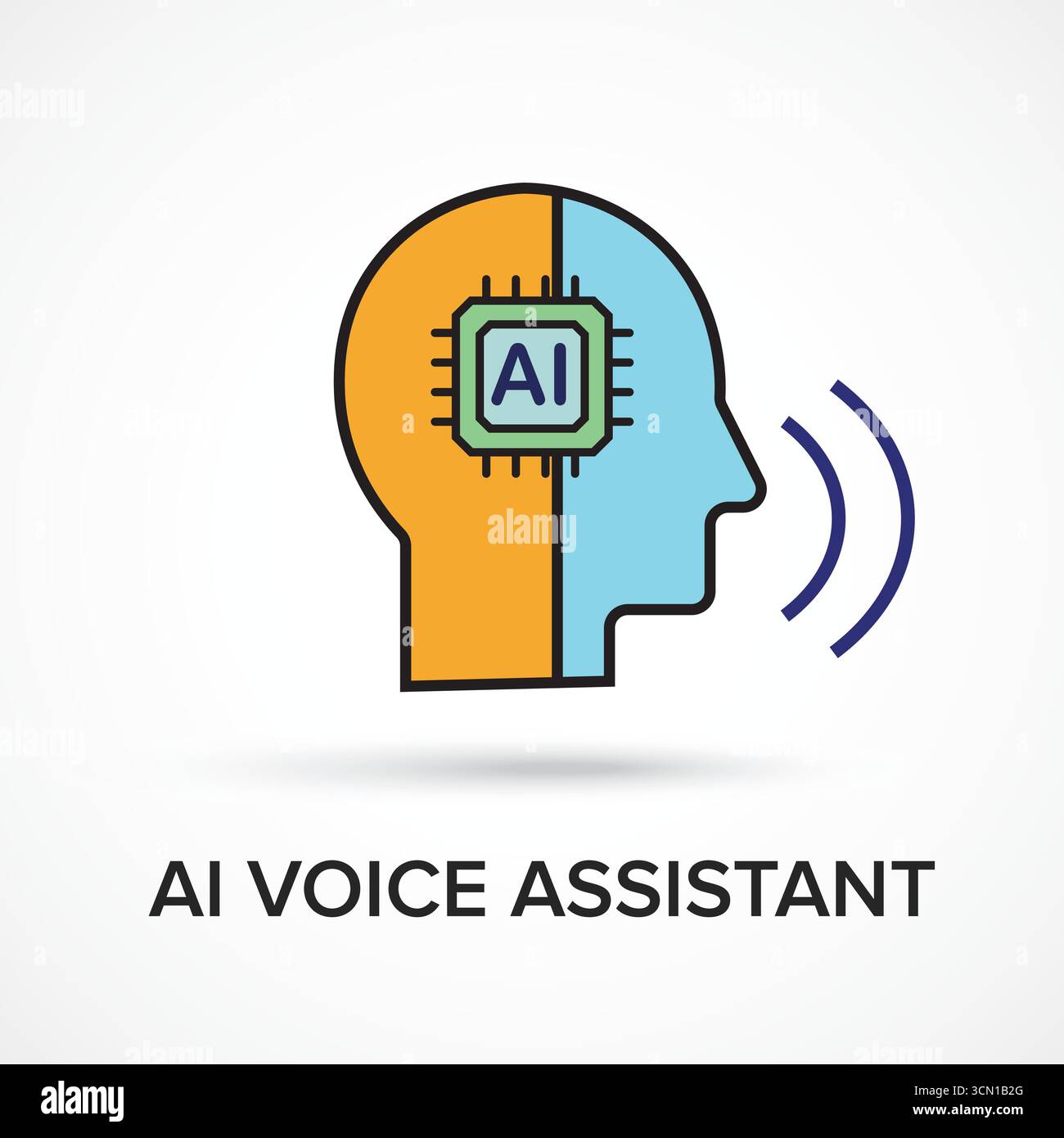 Farbsymbol des AI Voice Assistant für virtuelle Interaktion und Chatbot-Technologie Stock Vektor