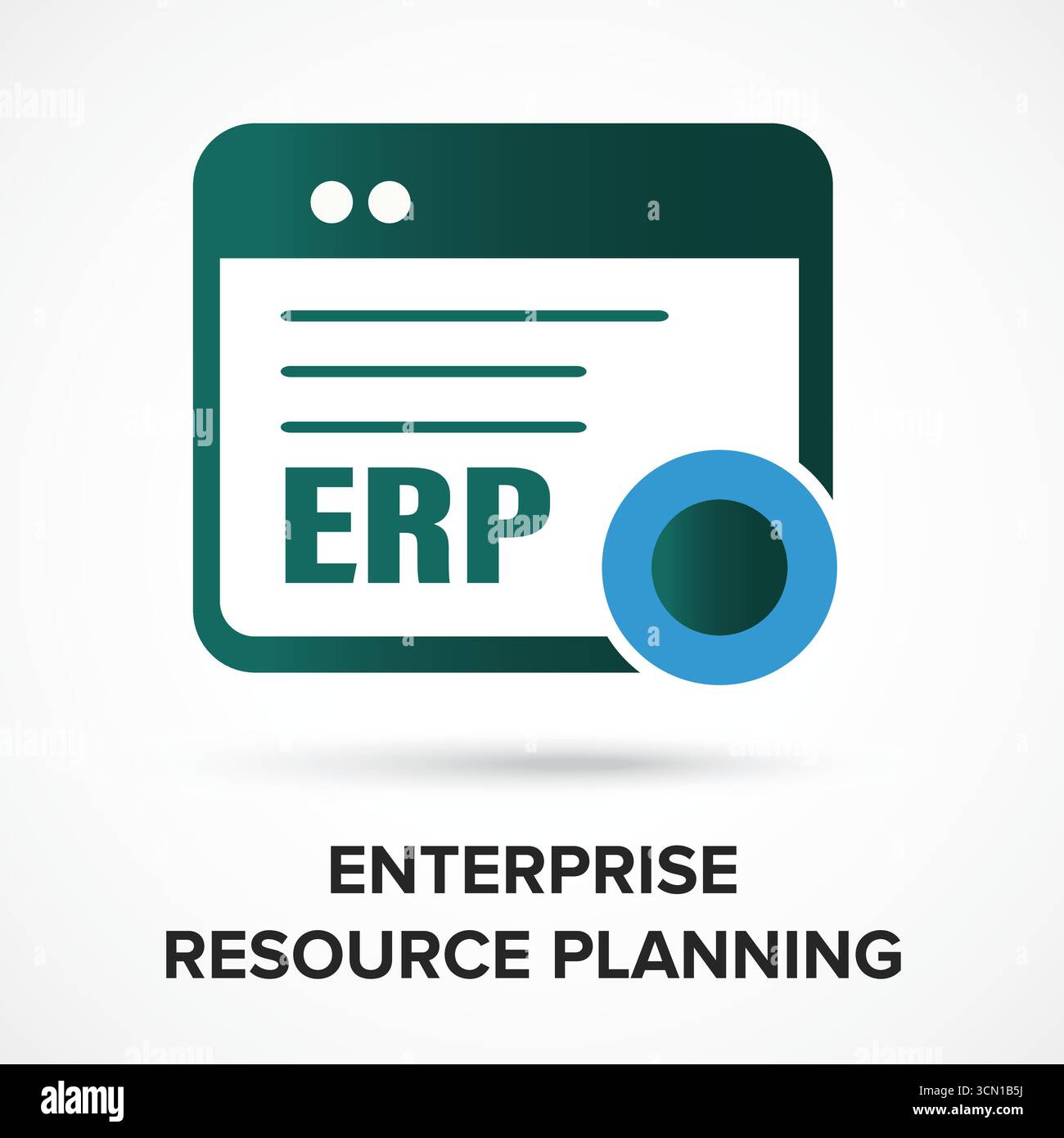 ERP, Enterprise Resource Planning Symbol isoliert, ERP Dashboard, KI und Business Symbol Stock Vektor
