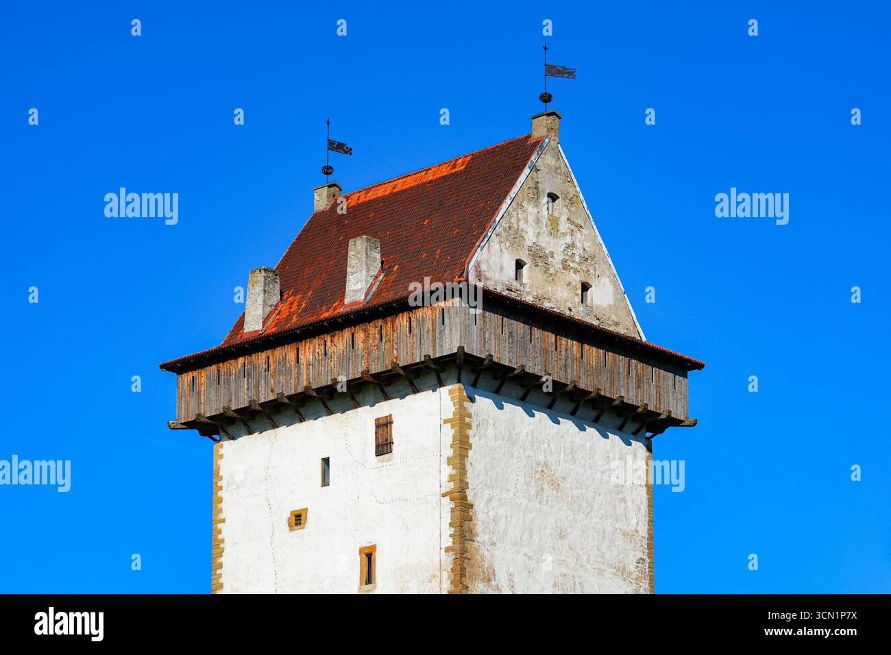 Horten auf dem Hermann-Turm in der Festung Narva in der estnischen Stadt Narva im Baltikum Stockfoto