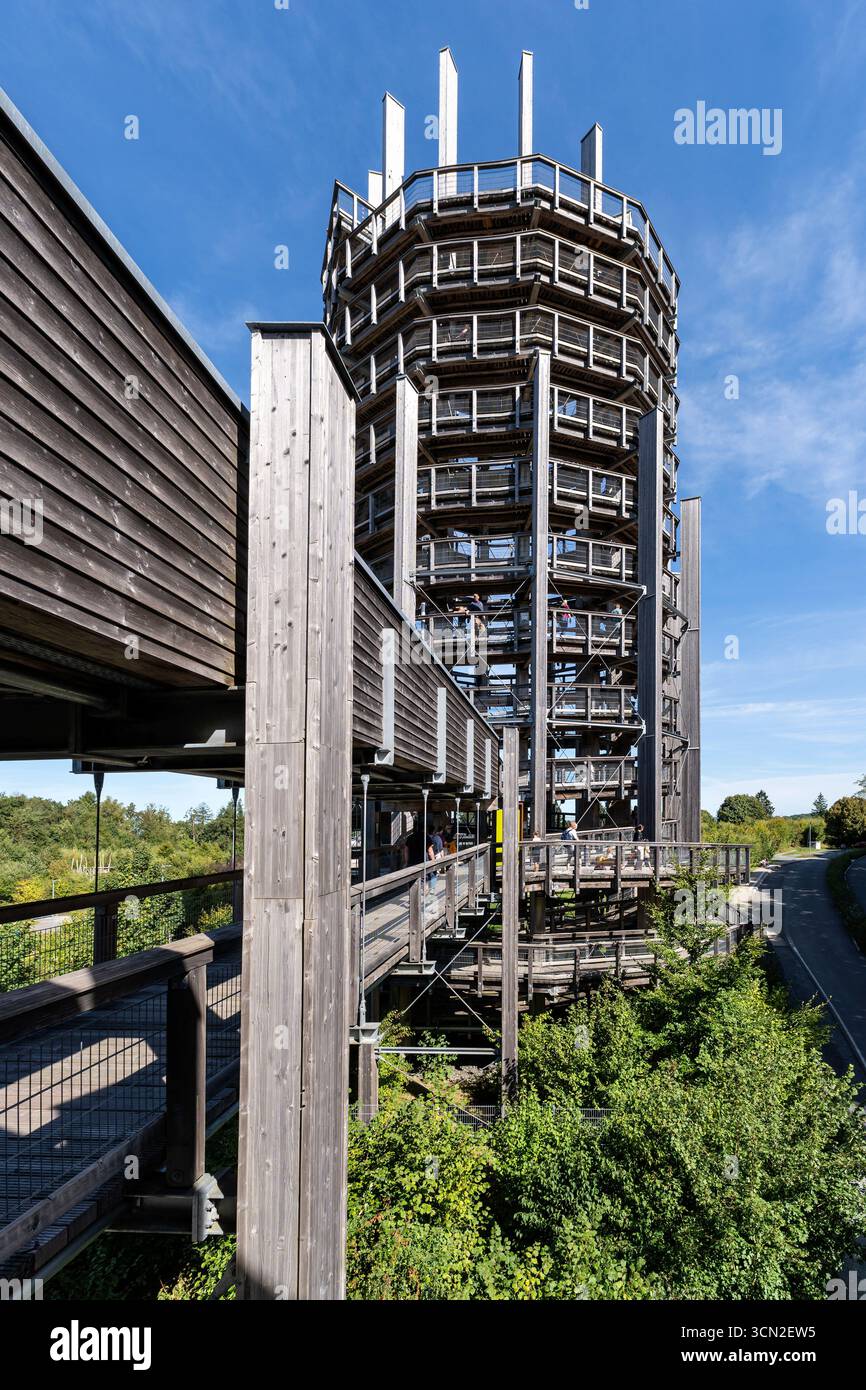 Aussichtsturm des Naturparks Panarbora Experience in Waldbröl, Deutschland Stockfoto