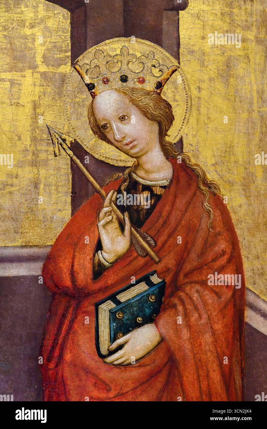 Die Heilige Ursula (1420–1440 in Wien oder Bratislava) eines unbekannten Malers. Stockfoto