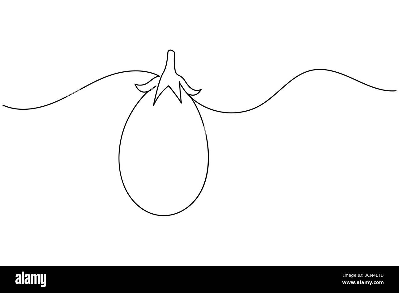 Auberginen durchgehende, einzeilige Zeichnung von Gemüse im minimalistischen Stil. Perfekt für Lebensmittel, Bio und gesunde Lifestyle Design Stock Vektor