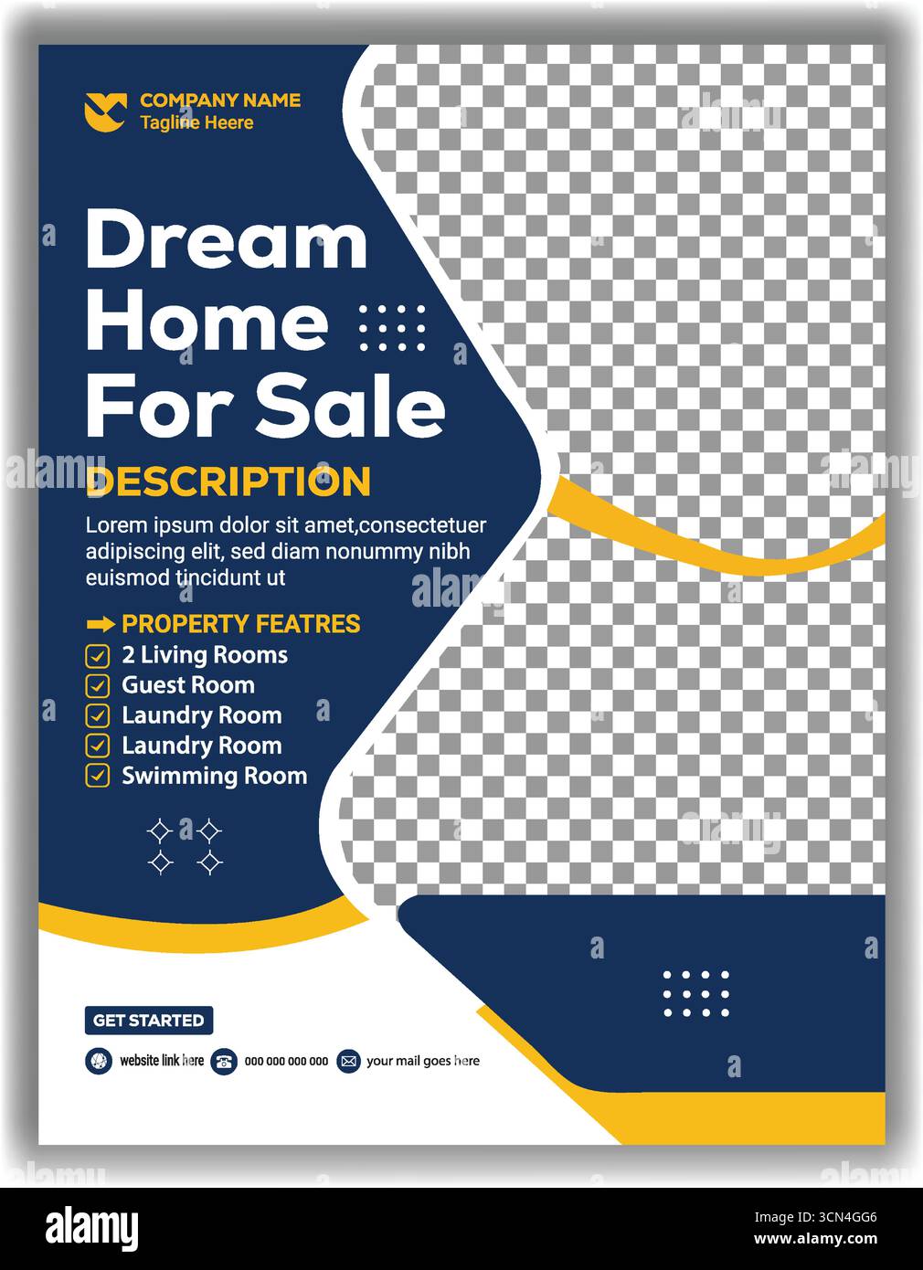 Professionelle Immobilienagentur Flyer Vorlage Stilvolle Eigenschaft Werbung Poster Vektor Illustration Design Stock Vektor