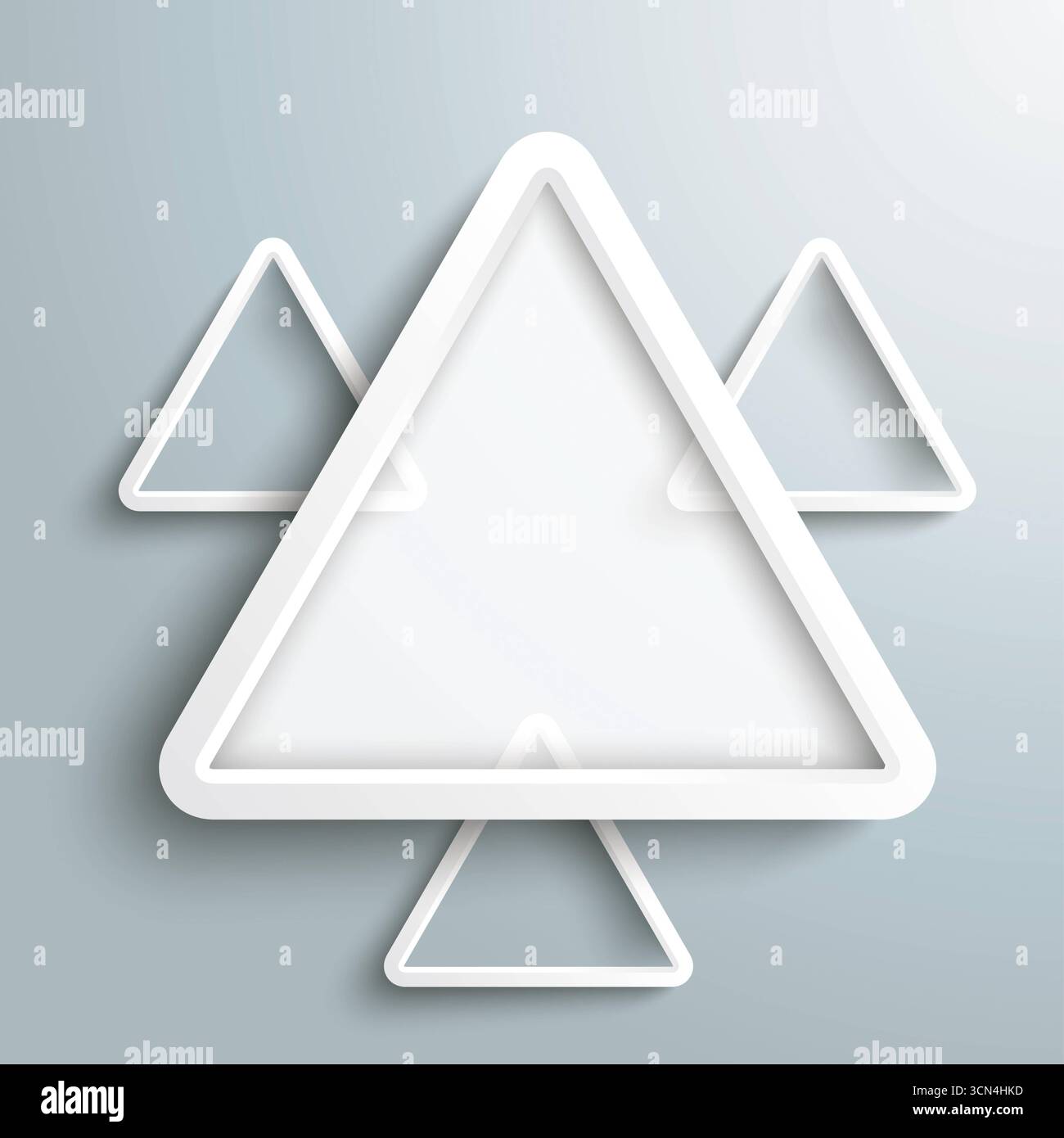 Infografik Weiße Dreiecke grauer Hintergrund Weiße Dreiecke auf grauem Hintergrund. Stockfoto