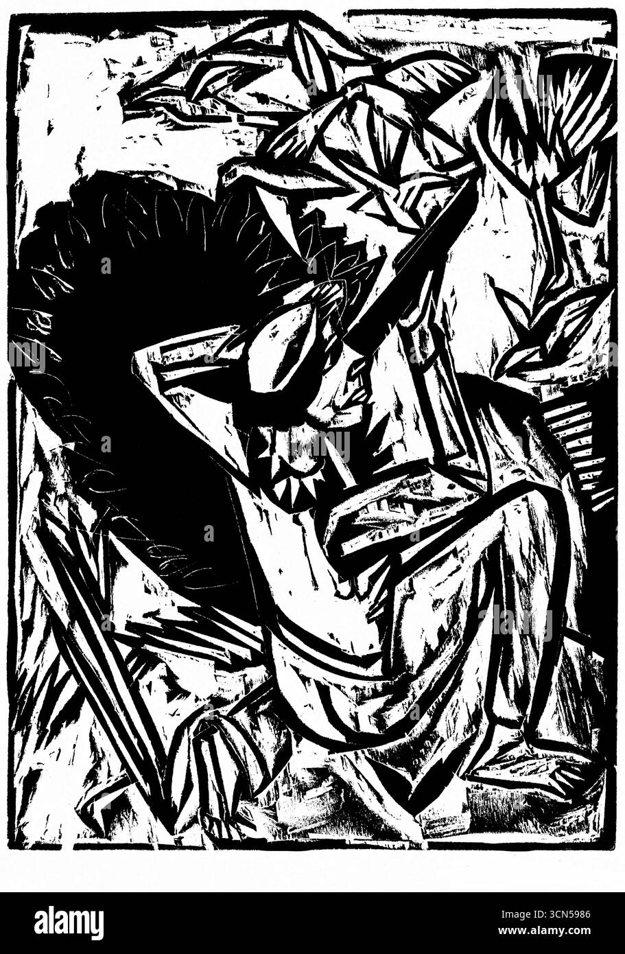 Der Möwenjäger (1913) von Ernst Ludwig Kirchner - deutsche expressionistische Küstenszene, Fischer mit Möwen, hochauflösender modernistischer Druck Stockfoto