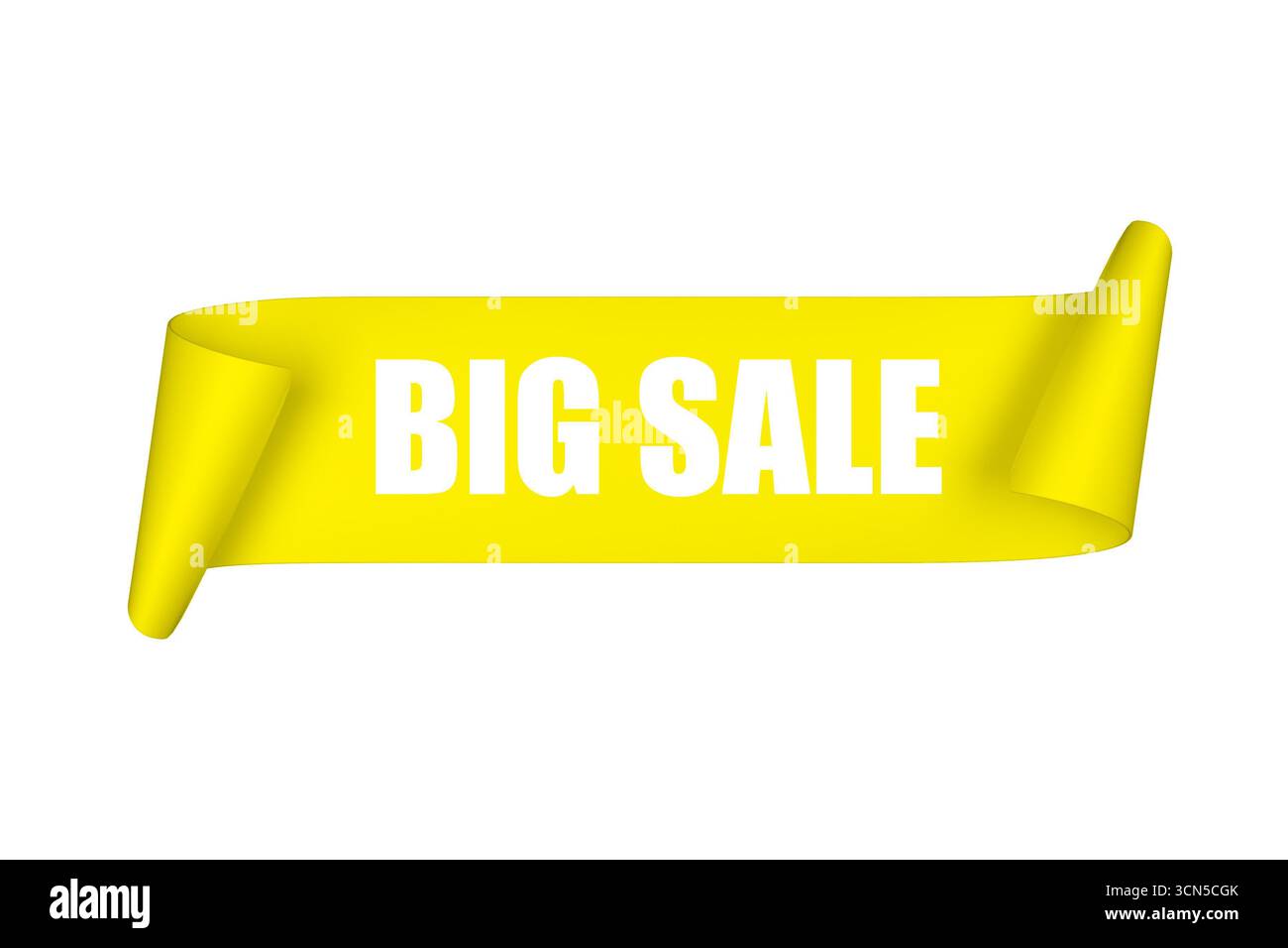 Big Sale Banner – auffälliges gelbes und weißes Design, das unwiderstehliche Elemente hervorhebt Stockfoto