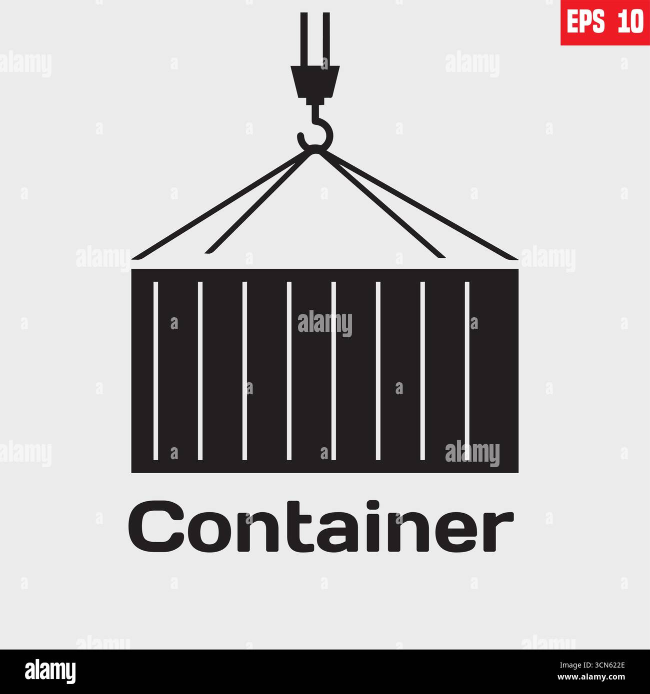Symbol für Lieferbehälter. Mit Versandlager, Frachtkran, Fracht, LKW und Werft. Vektorabbildung Stock Vektor
