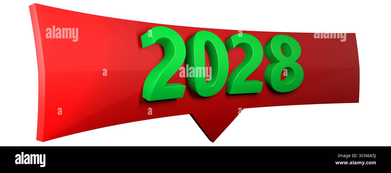 2028 Pfeilzeichen isoliert auf weißem Hintergrund Stockfoto