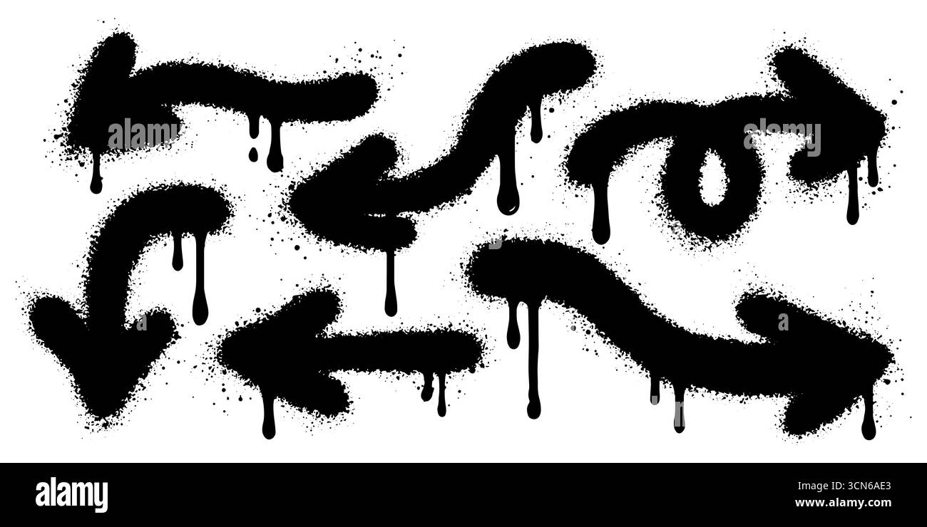 Lackierter Graffiti-Pfeil, isoliert mit weißem Hintergrund gesprüht. Vektorabbildung. Stock Vektor