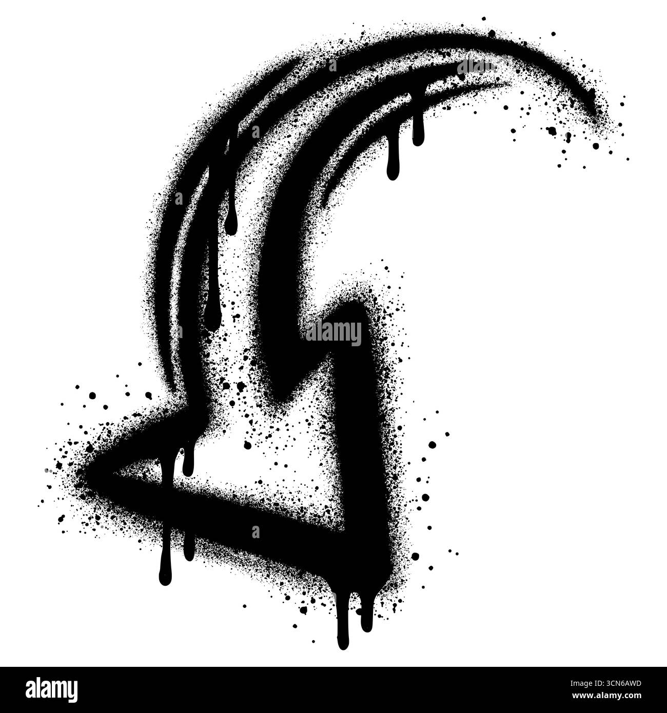 Pfeil im urbanen Graffiti-Stil mit schwarzer Sprayhose. Stock Vektor