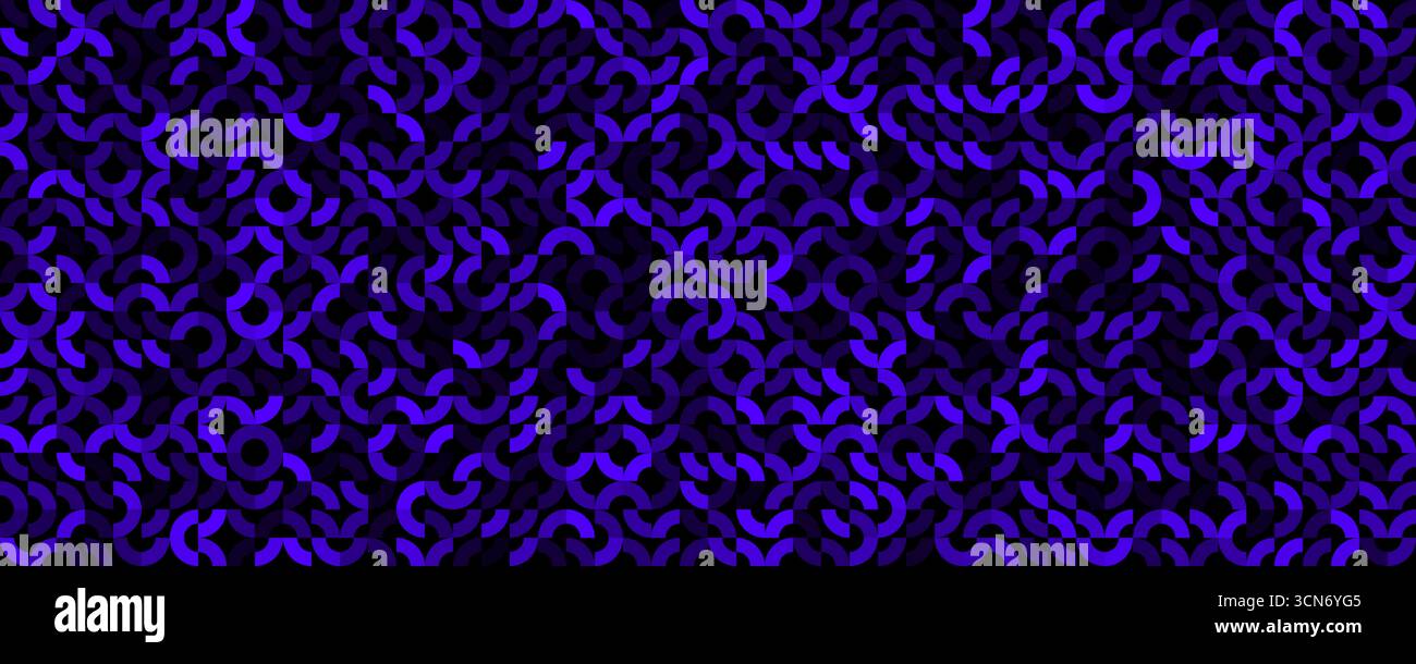 Nahtloses abstraktes, geometrisches lila Muster, moderne dunkle Bögen, Kreise, gekachelte Wiederholungen. Verwendung für Hintergrundbilder, Verpackungen, Stoff, Webbanner, App-UI Stock Vektor