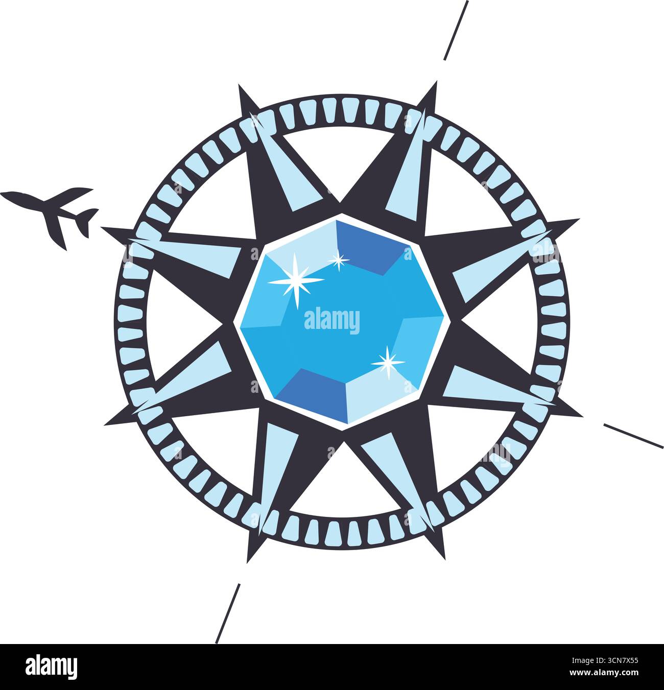Kompass mit Diamantschmuck-Logo Stock Vektor