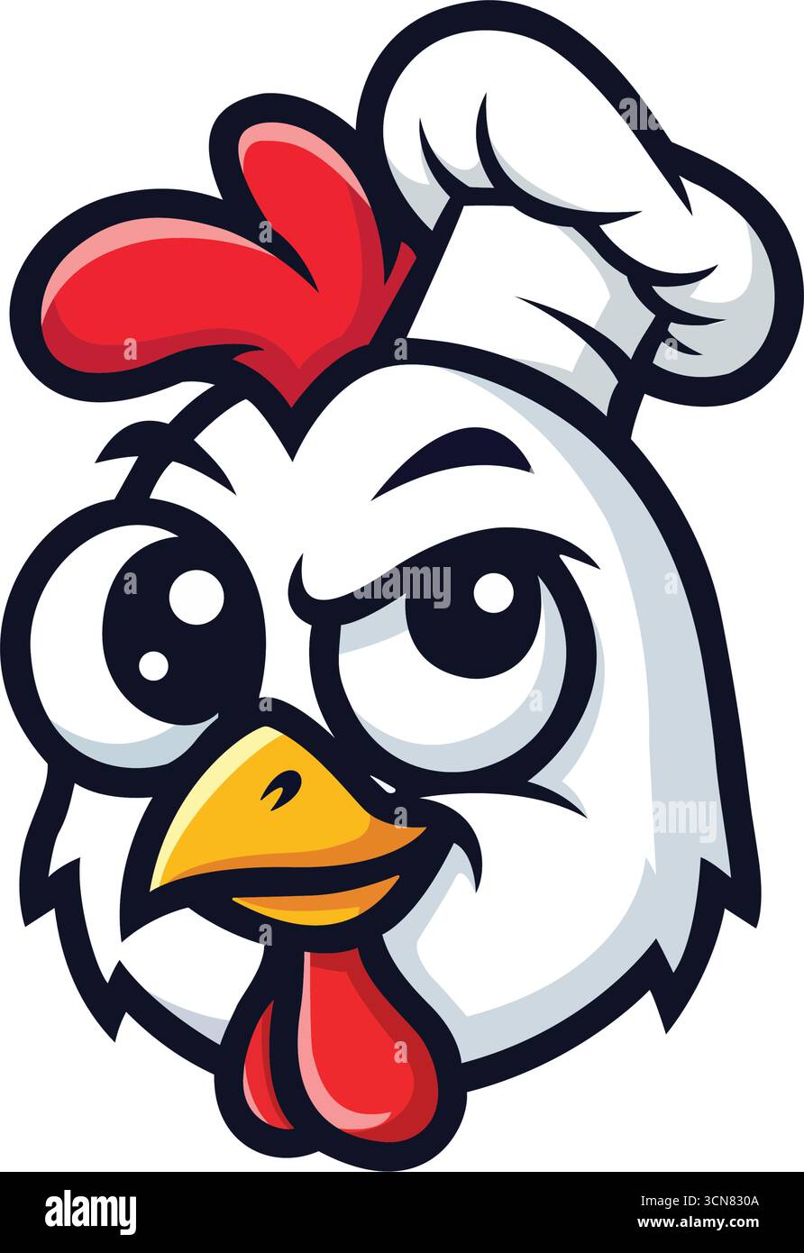 Verspieltes Cartoon Hahn Chef Maskottchen, Restaurant Branding Design Stock Vektor
