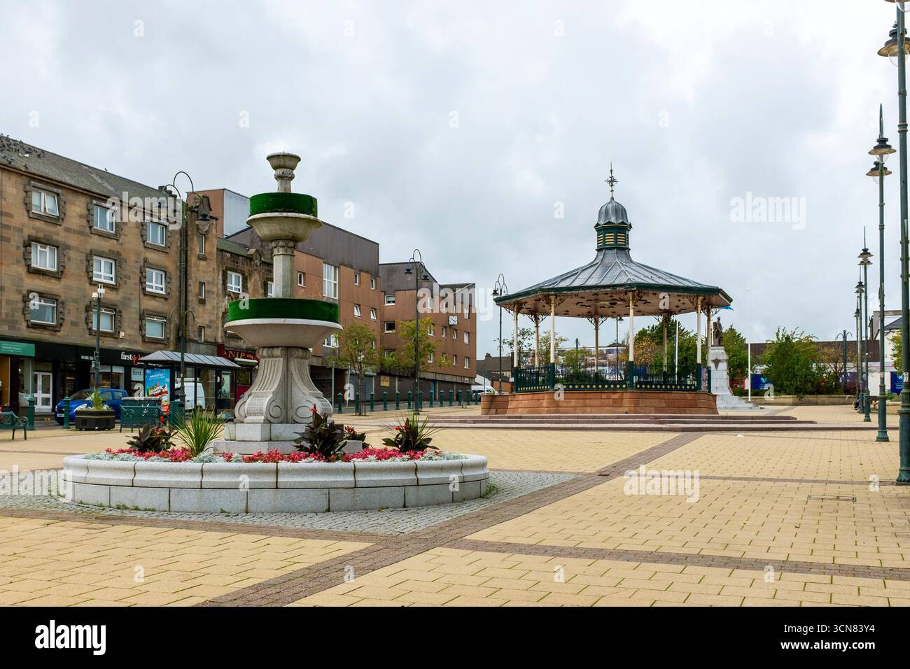 Blick auf Houston Square, Johnstone, Refrewshire, Schottland, Großbritannien Stockfoto