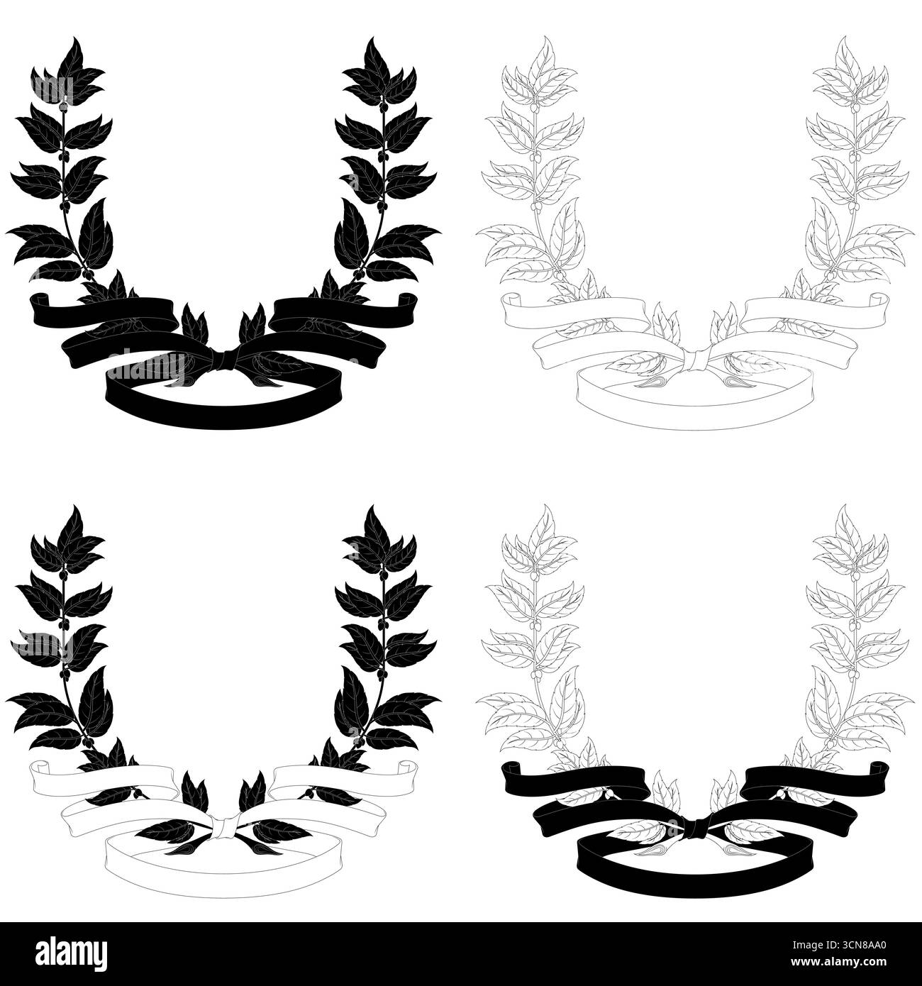 Pflanzenanordnung gebunden mit Band, heraldische Pflanzen Stock Vektor
