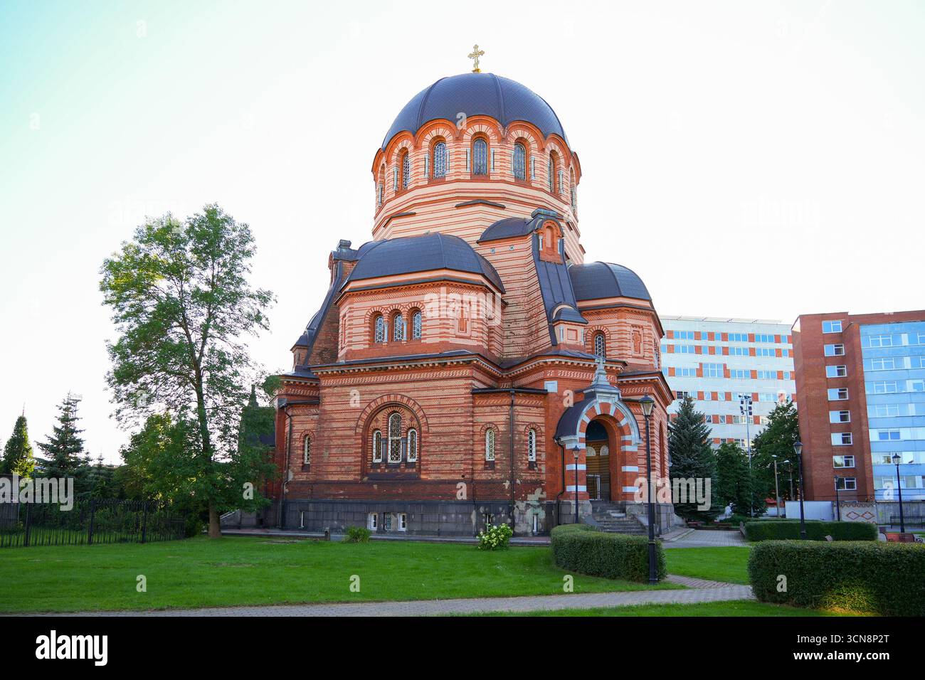 Kathedrale der Auferstehung Jesu Christi in Narva, Estland - Neo-byzantinisch-orthodoxe Kirche, die 1890 für die Baumwollmühlenarbeiter der Krenh erbaut wurde Stockfoto