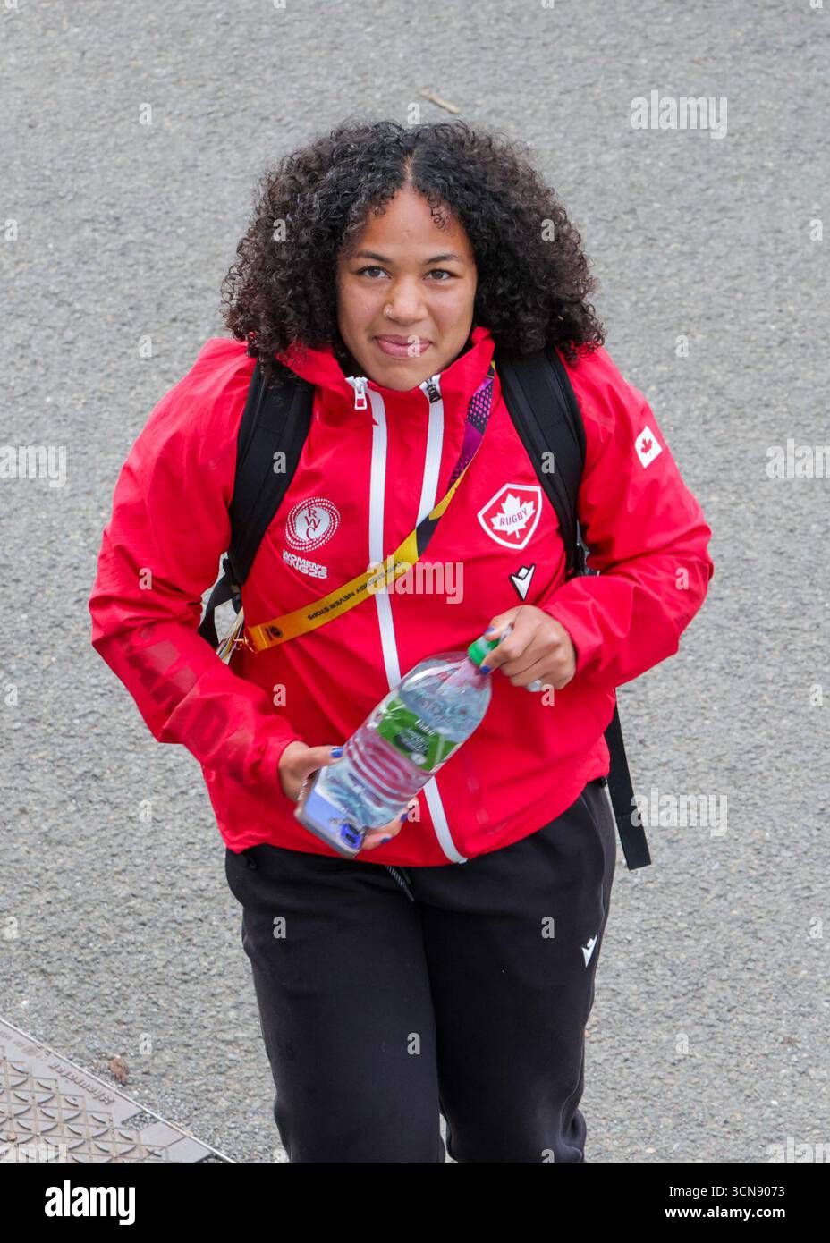Bristol, Großbritannien. September 2025. Fancy Bermudez (CAN) kommt für das Halbfinale der Rugby-Weltmeisterschaft Neuseeland gegen Kanada im Ashton Gate Stadium an. NUR REDAKTIONELLE VERWENDUNG. NICHT FÜR KOMMERZIELLE ZWECKE. Bristol, Großbritannien © ️ Credit: Elsie Kibue/Alamy Live News Stockfoto