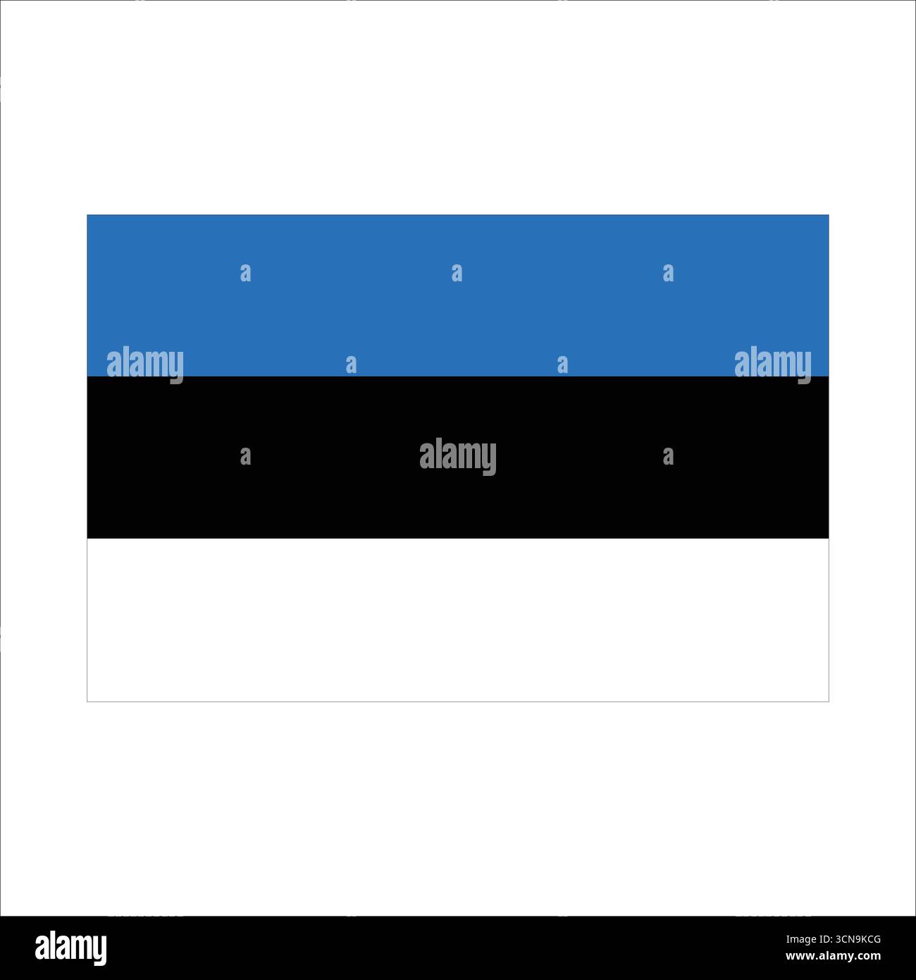 Estnische Flagge winkt im Wind, blaue, schwarze und weiße Streifen Stock Vektor