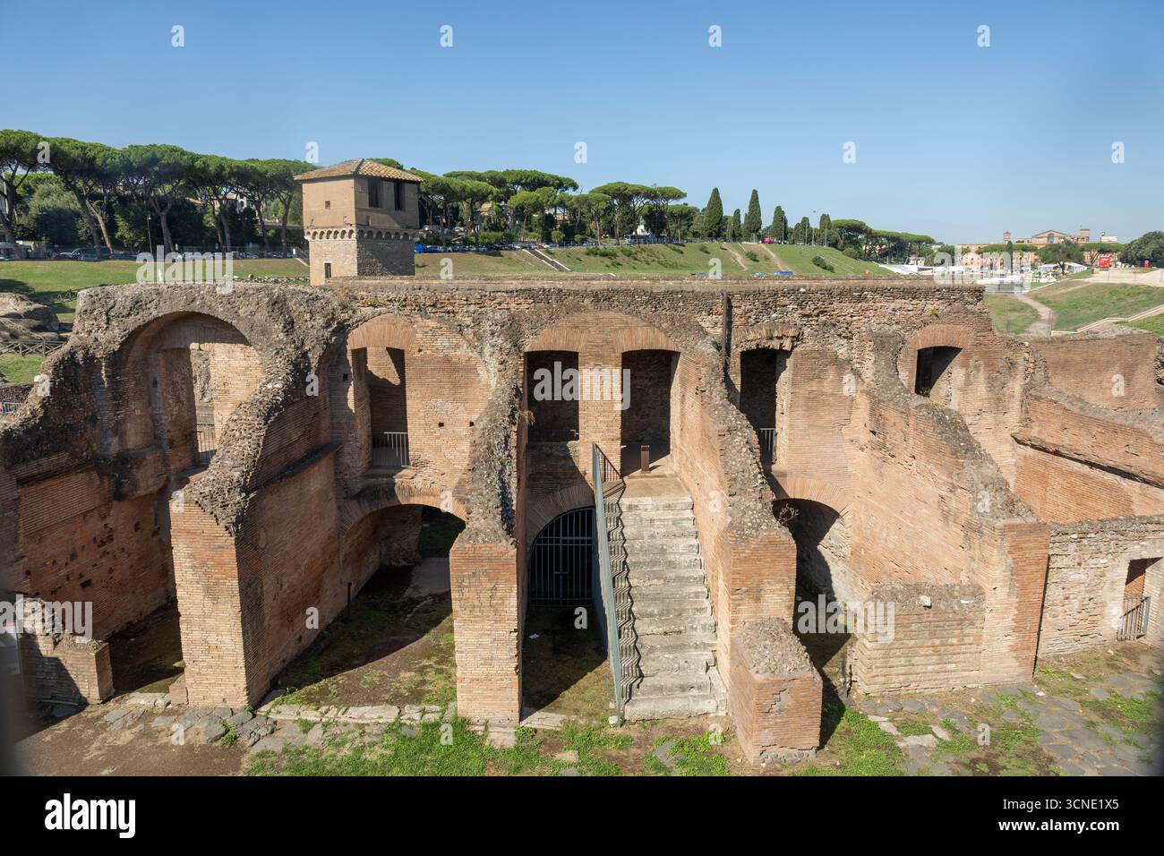 Der Circus Maximus ist ein altes Stadion für Wagenrennen in Rom Stockfoto