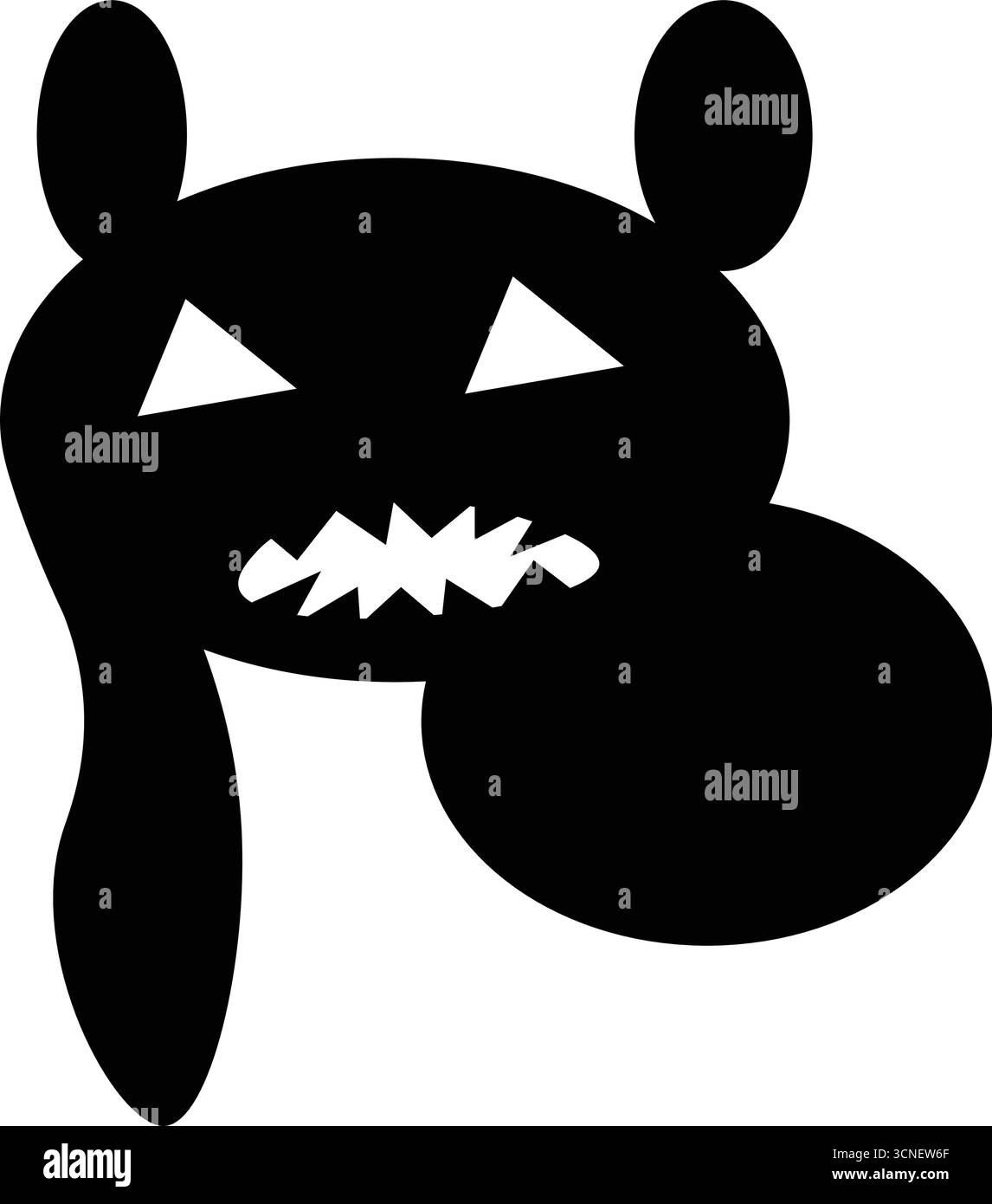 Gruselige Halloween Monster Gesicht Silhouette | Gruselige Cartoon Figur Clipart Stock Vektor