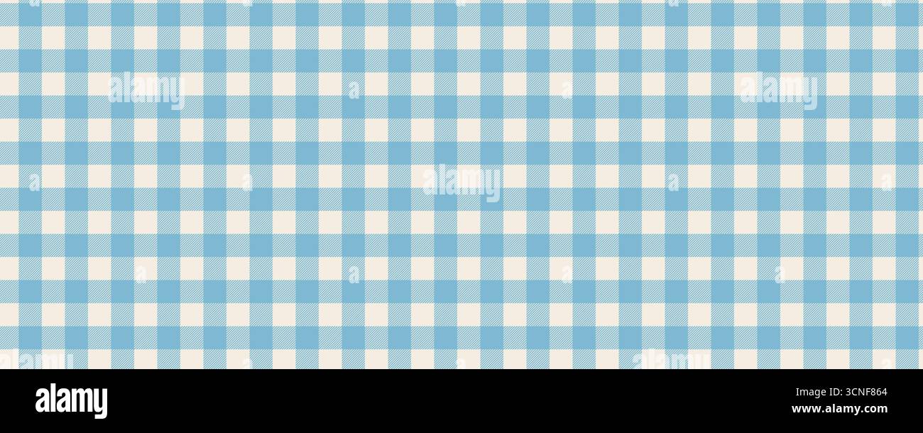 Hellblaues, nahtloses vichy-Gingham-Muster. Klassische karierte Textur für Picknicktücher, Tischdecken, Modestoffe, Verpackungen oder Textilien für Kinder. Stock Vektor