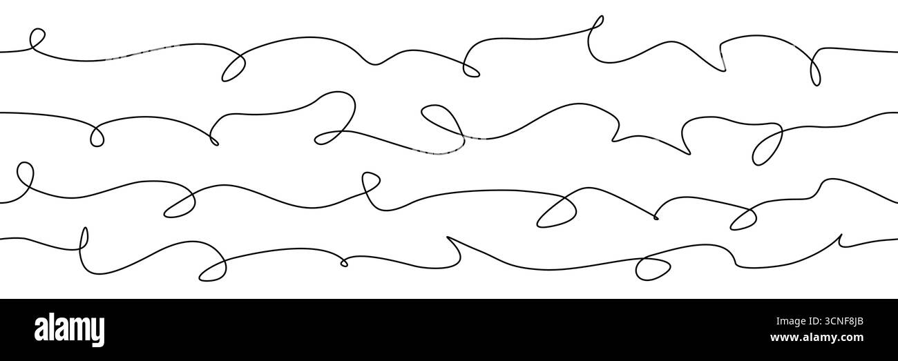 Vier durchgehende Linien mit organischen Schleifen und Fluss Stock Vektor