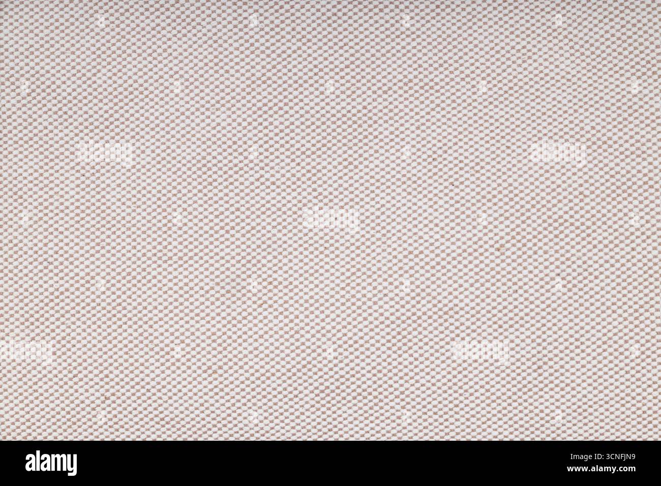 Makrobild aus beigem und weißem Gewebe mit geometrischem Muster als textilem Hintergrund Stockfoto