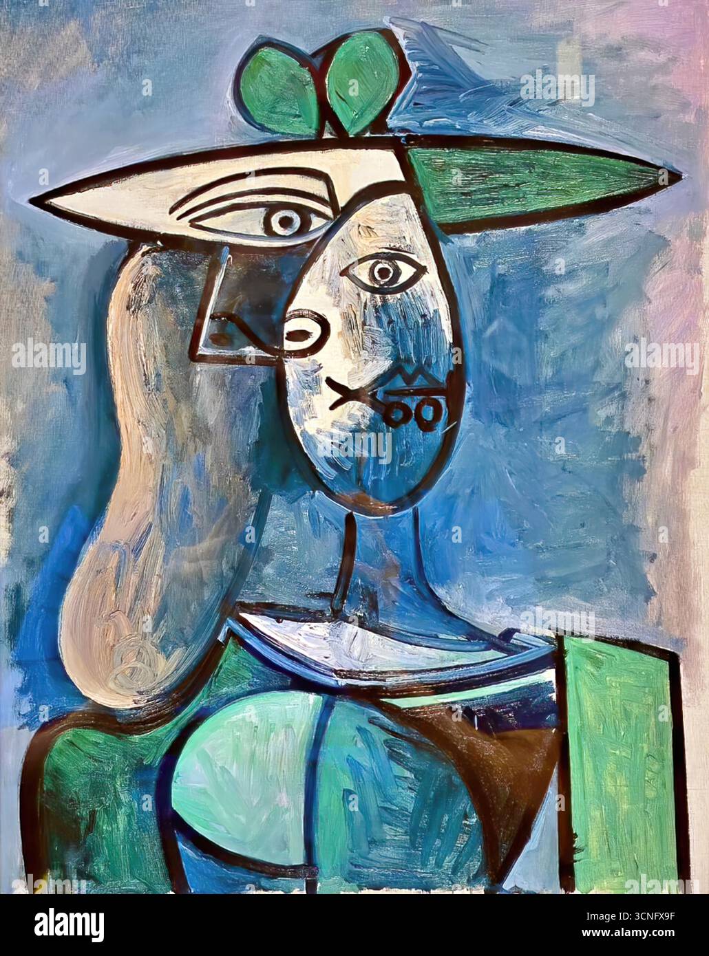 Pablo Picasso – Frau in einem grünen Hut, 1947, Spätporträt, Ölgemälde Stock Vektor