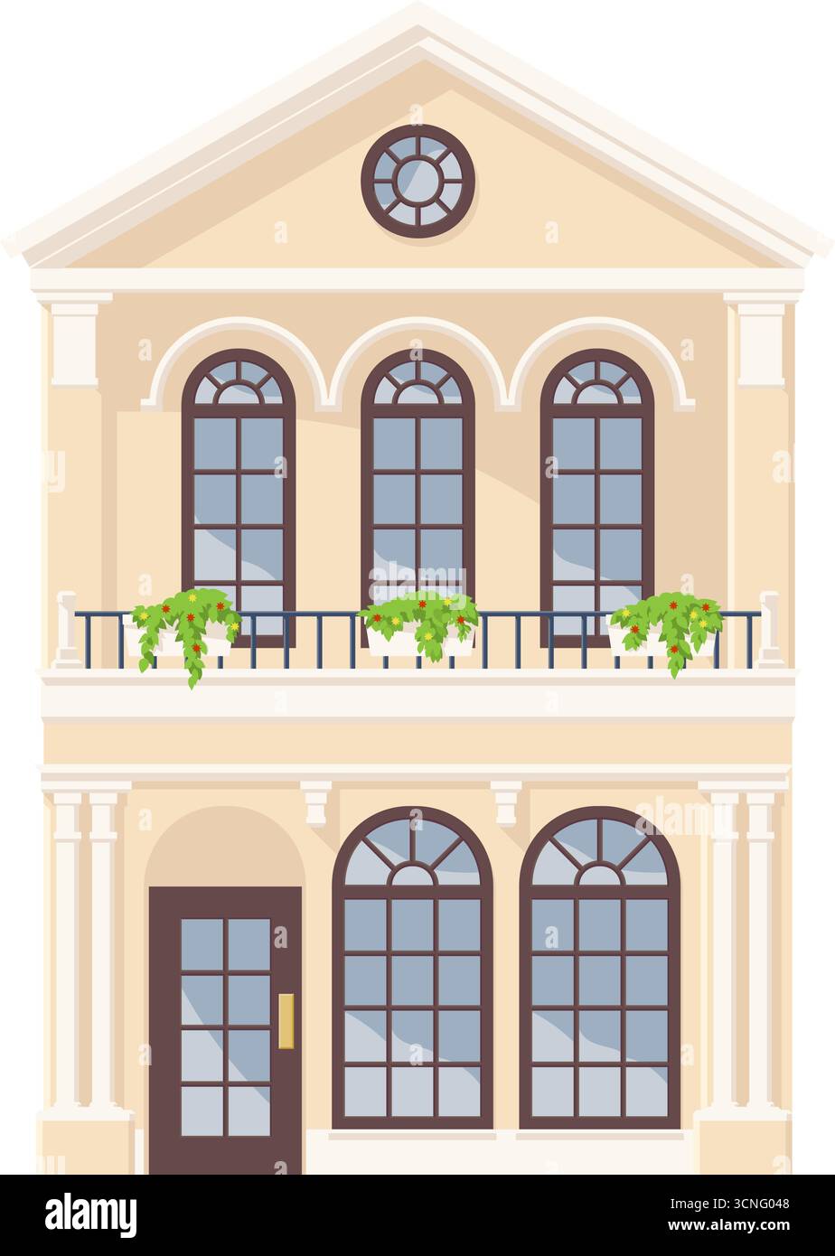 Manor House Building Mansion Home Hotel Außenansicht Stock Vektor