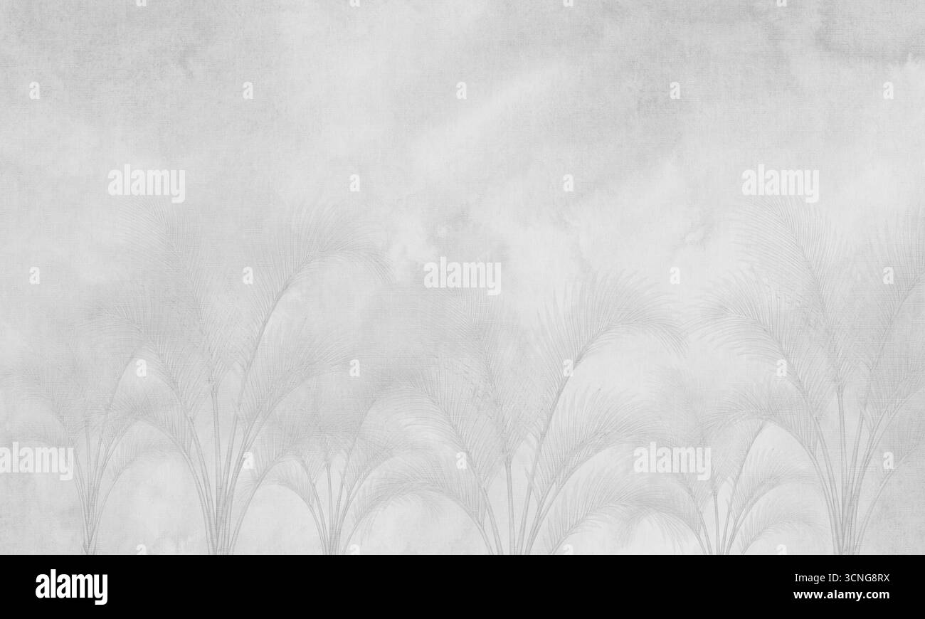 Aquarellhintergrund – minimales tropisches Blattmuster in neutralen Pastelltönen Stockfoto