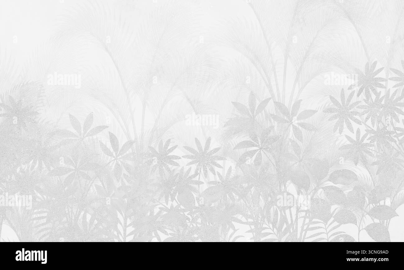 Aquarellhintergrund – minimales tropisches Blattmuster in neutralen Pastelltönen Stockfoto