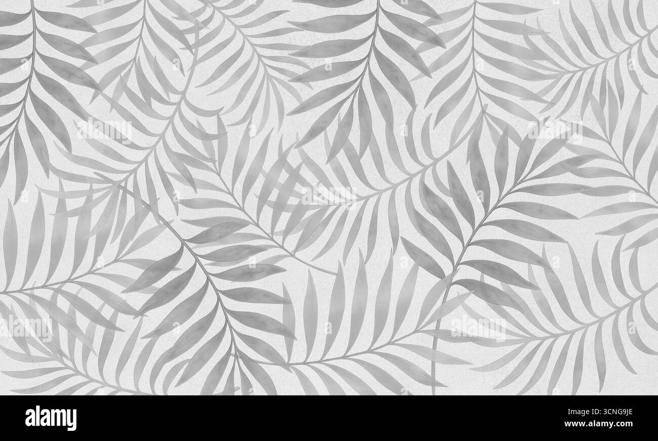 Aquarellhintergrund – minimales tropisches Blattmuster in neutralen Pastelltönen Stockfoto