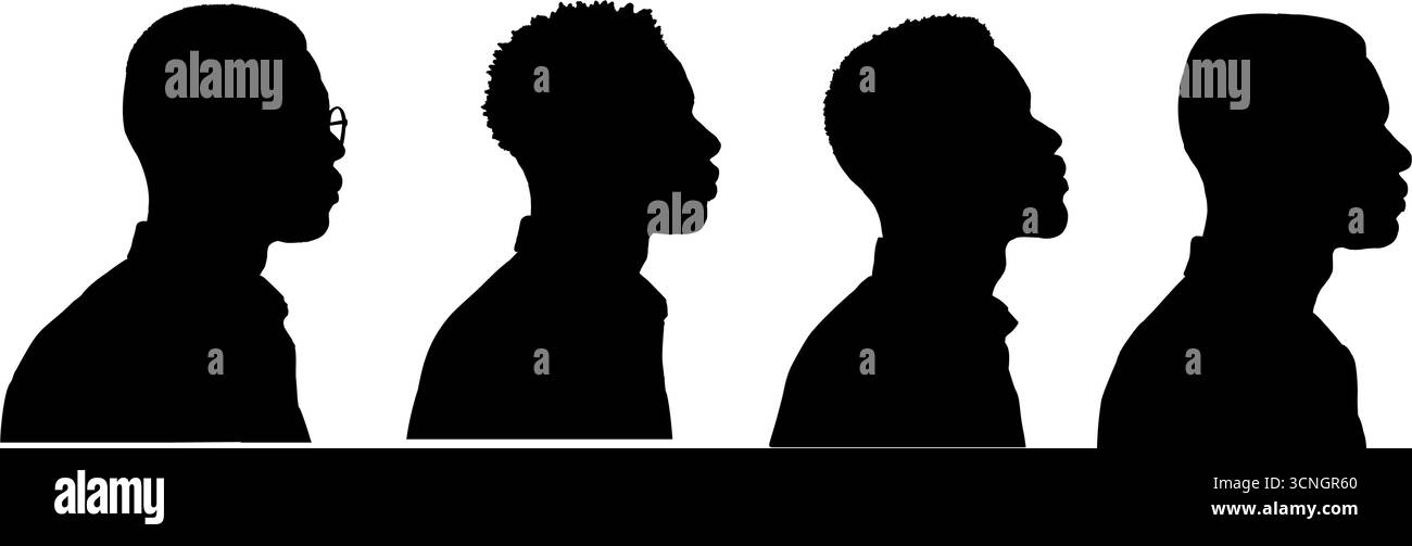 afroamerikanische Männer Silhouette Set, Seitenansicht - Vektor-Symbol Stock Vektor