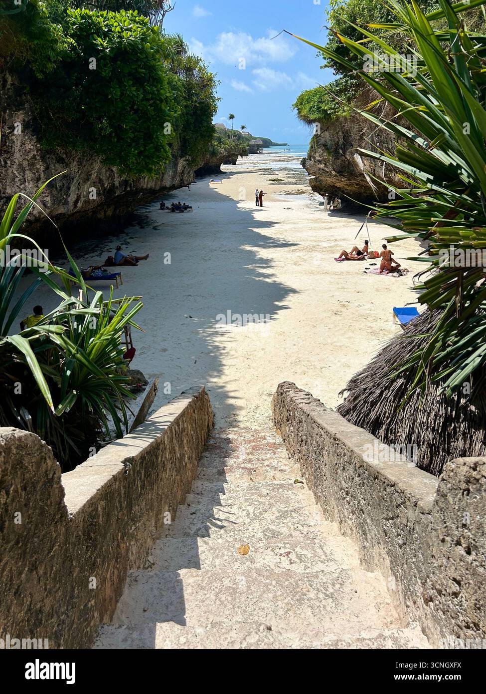 Tropische Strandszene - Smartphone-aufgenommenes Stockfoto