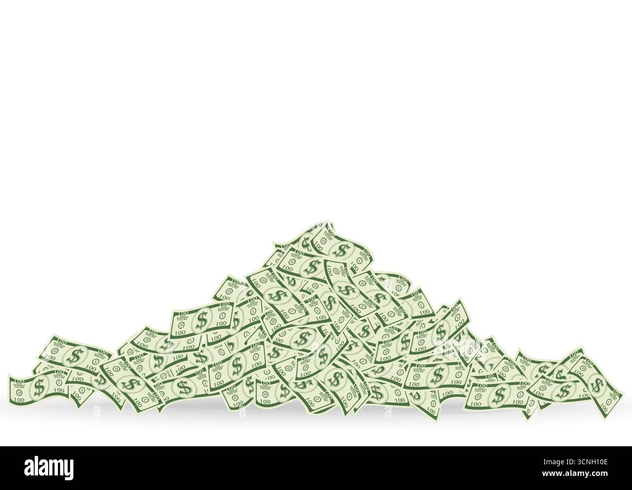 Ein Haufen Geld. Dollar-Banknote. Reichtum und Wohlstand. Vektorabbildung. Stock Vektor