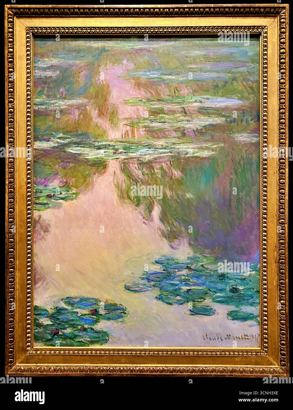 Claude Monet Wasserlilienteich, 1907, impressionistisches Meisterwerk gemalt in Giverny, ruhiger Teich mit Seerosen und Reflexionen in leuchtenden Farben. Stock Vektor