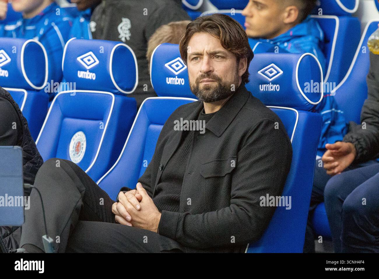 RUSSELL MARTIN, Cheftrainer des Rangers FC, einer professionellen Fußballmannschaft, die in der schottischen Premier League spielt. Stockfoto