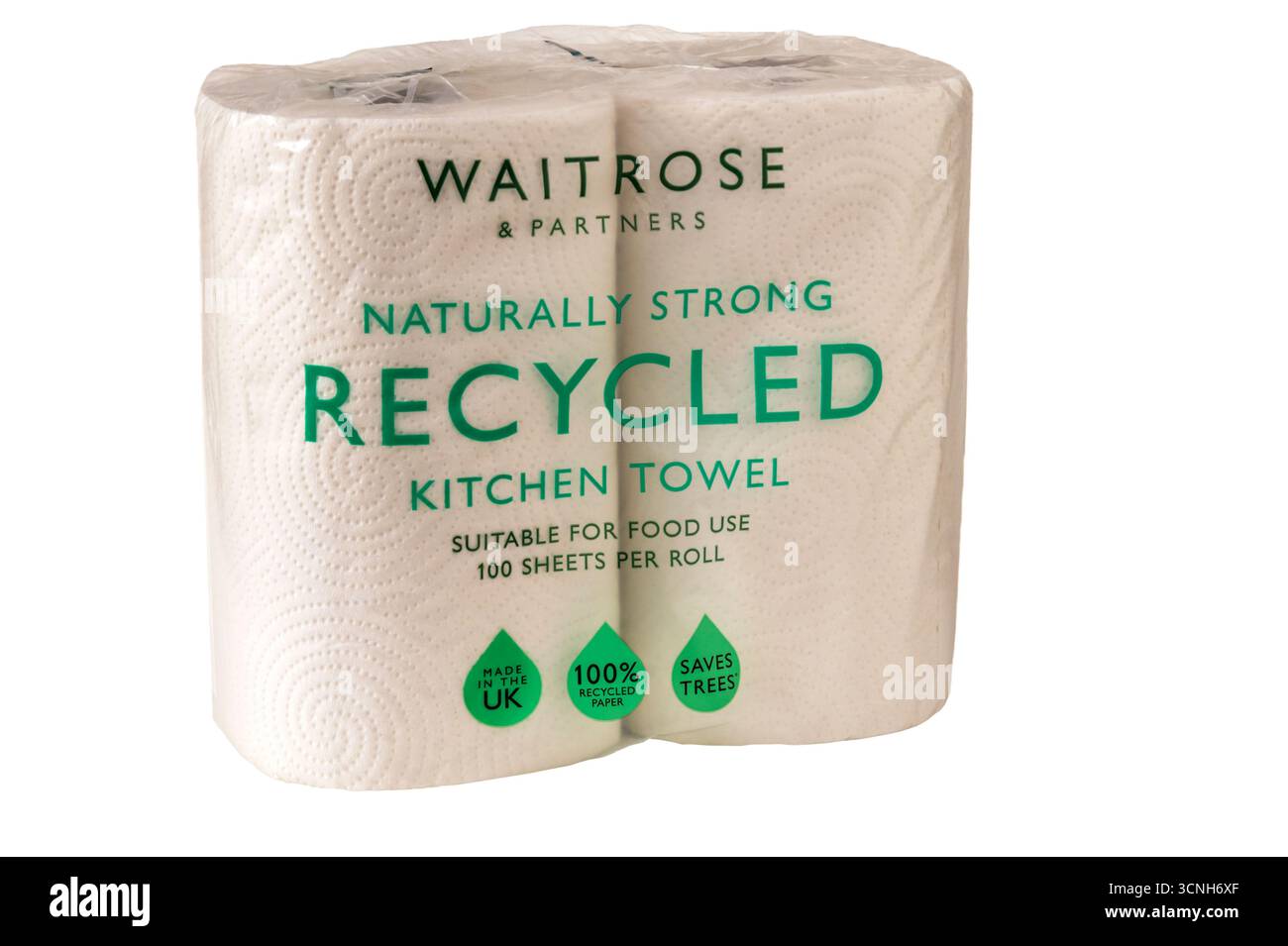 Eine Packung Waitrose recyceltes Küchentuch. Stockfoto