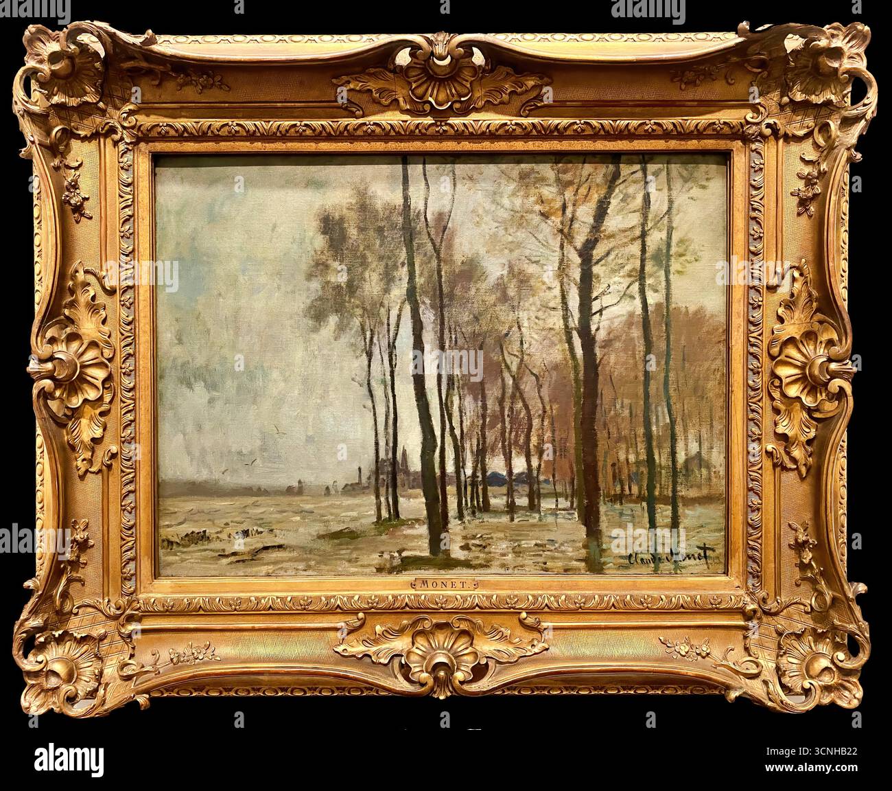 Claude Monet-Flut in Argenteuil, 1872–1873, impressionistische Flusslandschaft der seine mit Reflexionen, Häusern und atmosphärischem Licht überflutet. Stock Vektor